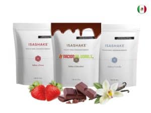 IsaShake Isagenix México en sus tres deliciosos sabores: chocolate, vainilla y fresa.